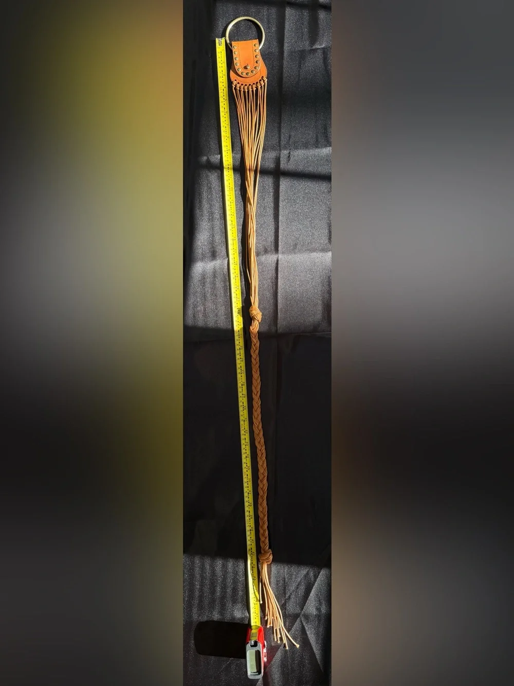 Vintage Rafe New York Tan Braided Leather Fringe Belt
